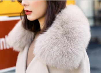  17205 Fox fur collar, Mink cuff，double face cashmere coat	