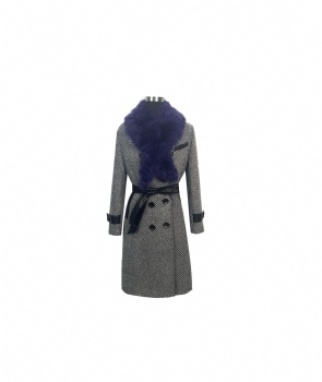 Wool coat with toscana lamb shearling collar WZ043