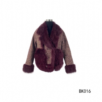 Bk016-托斯卡纳皮毛一体拼接粗纺面料羽绒服